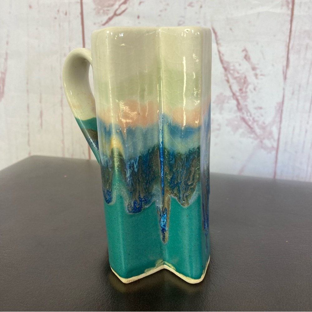 Texas State Shaped Coffee Cup Mug Drip Glaze Pottery 4.5" Vintage 6oz Wilder ‘96 - Picture 5 of 11